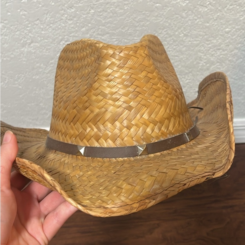 Stylish Straw Cowboy Hat with Brown Band